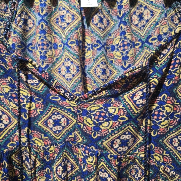 Old Navy Multicolour Geometric Boho Shirt With Tassels Flowy Lightweight Size Lg - Picture 4 of 8